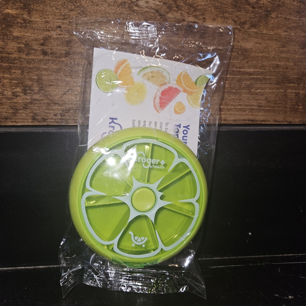 Green Citrus-Themed Pill Storage Container